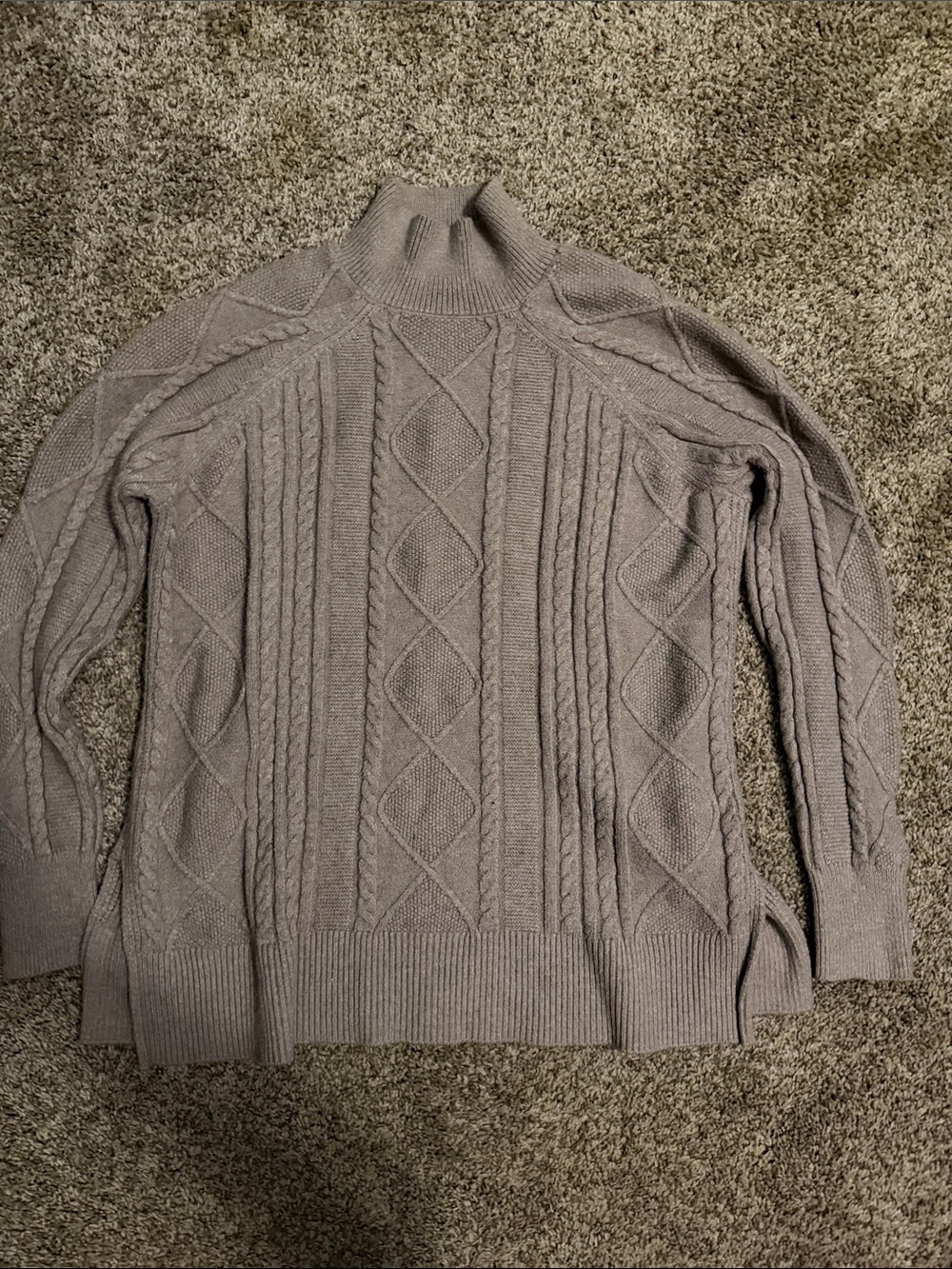 Philosophy Taupe Cable Knit Turtleneck Sweater